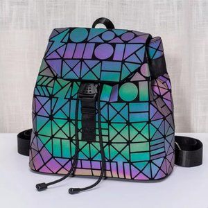 Luminous Backpack Hologram Geometric Fold Backpack